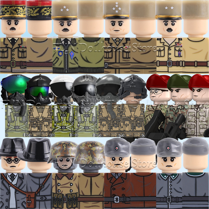 Lego Minifigure Holder - 現代軍事米兵アクションフィギュアアクセサリー ビルディングブロック 陸軍迷彩歩兵銃 特殊部隊 MOCブリック おもちゃ