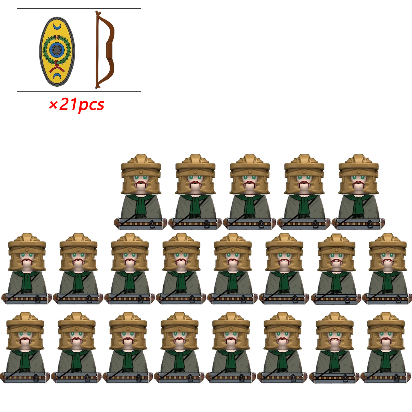Lego Minifigure Holder - 21 個 MOC クリエイティブ中世 Kinghts ローマ軍団補助フィギュア戦士兵士武器ヘルメットブロックレンガのおもちゃ