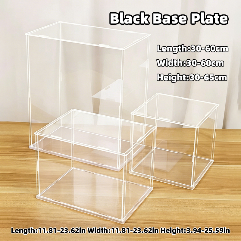 Display Case Acrylic - 組み立て式透明アクリルディスプレイケースボックス、防塵カバー付きスタンド収納、フィギュア、ブラインドボックス、人形、流行のおもちゃ用 L30-60 W30-60 H10-65cm